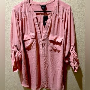 Pink sheer plus size top